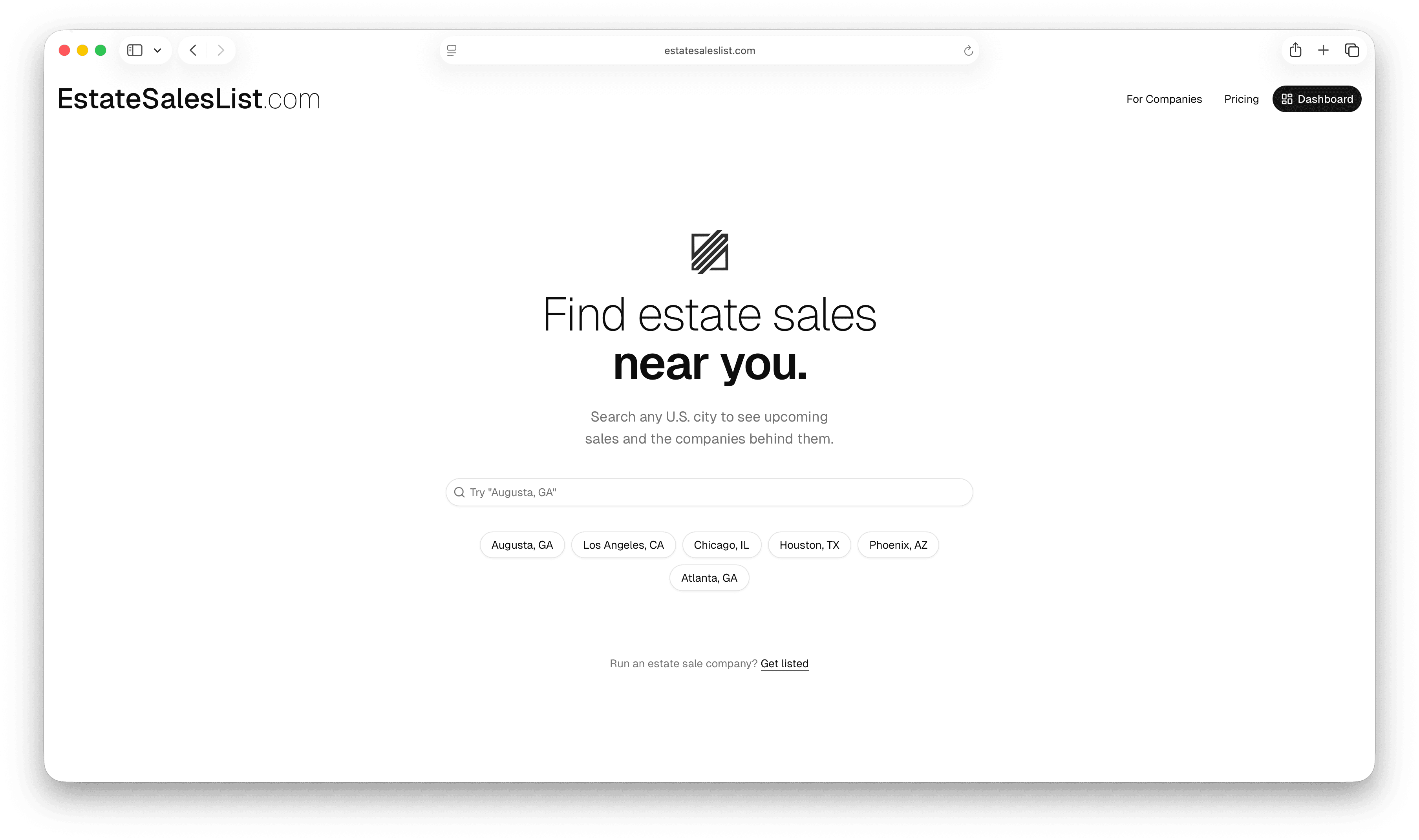 The redesigned home page, stripped down to a single search field.