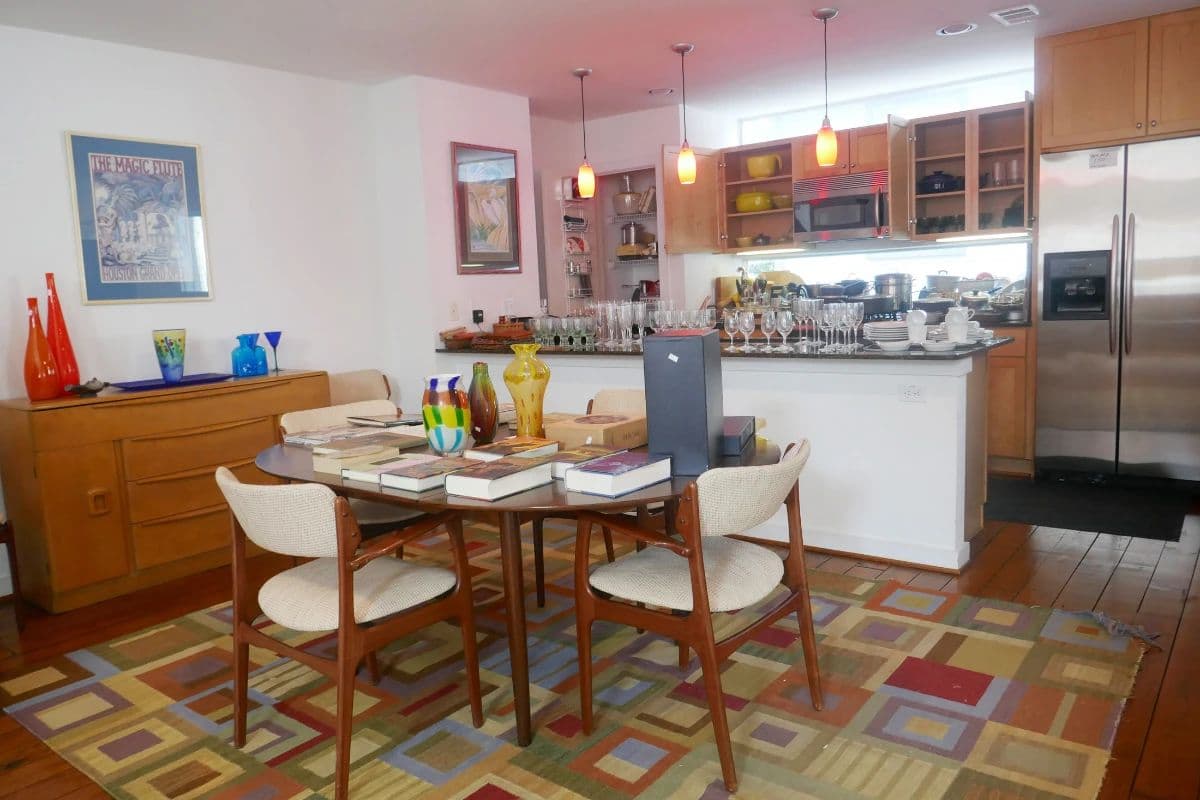 Midtown Houston Mid-Century Showcase — Kawai Piano, Danish Rosewood & First-Edition Books