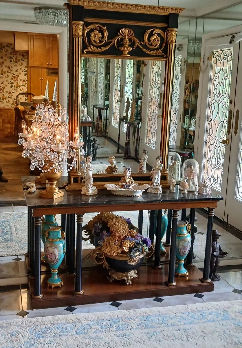 West Houston: Wedgwood, Marble-Top Dining Table, Furs & Gowns